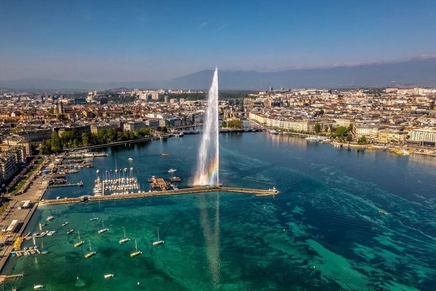 Aerial view of Geneva, Switzerland.