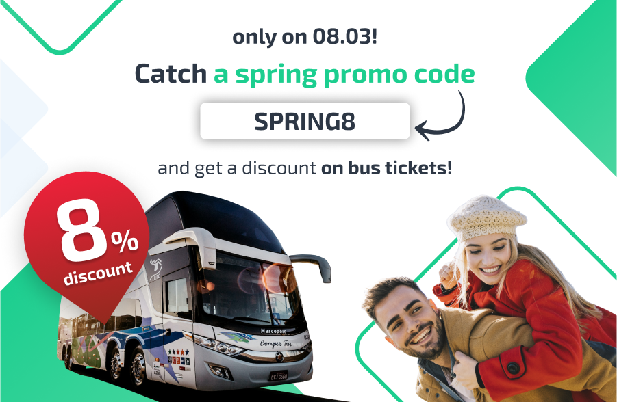Promo code SPRING8 for 8% off all bus flights!