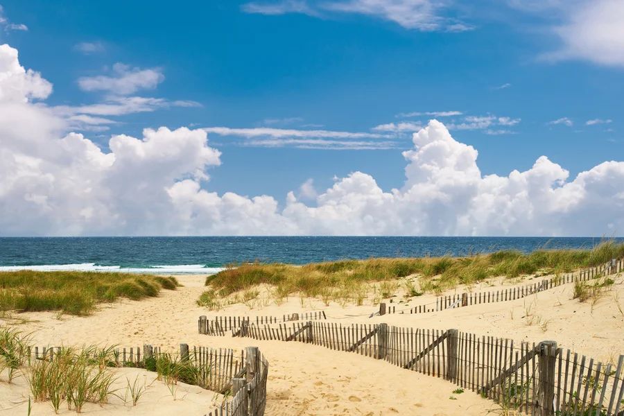 Panoramic view of a beach in Cape Cod, USA.