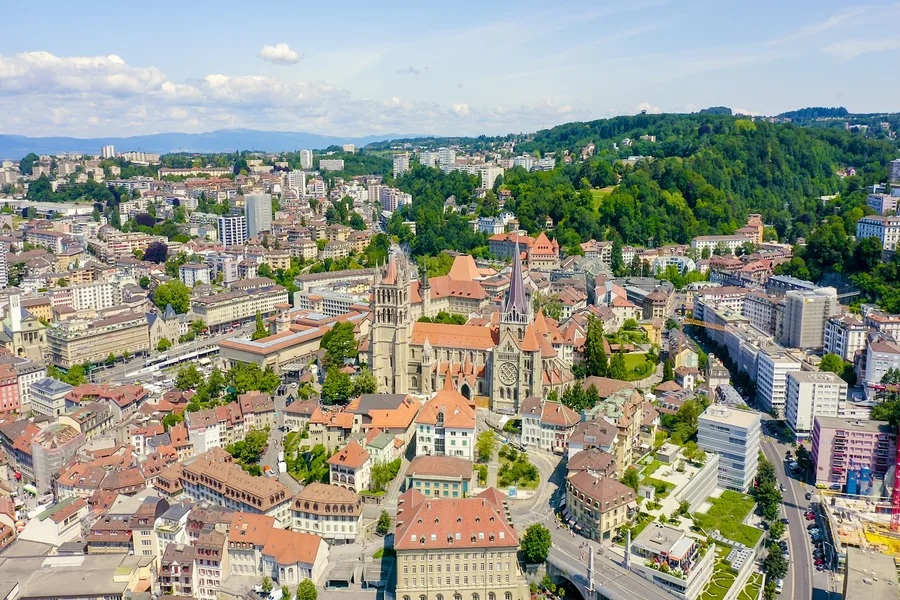 Panoramic view of Lausanne, Switzerland.