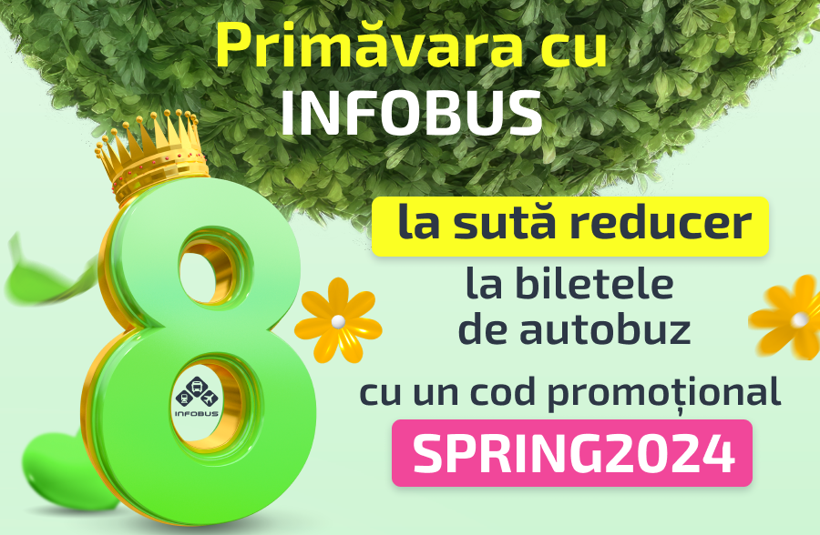 Primăvara cu INFOBUS înseamnă o reducere de 8% pe toate rutele de autobuz!